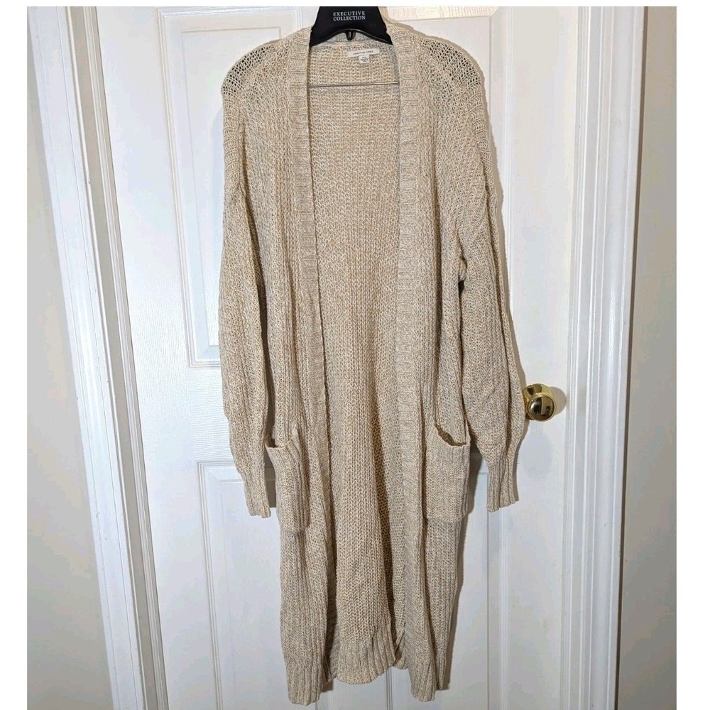 Coastal Boho‎ Chunky Knit Longline Cardigan American Eagle Open Front S/P